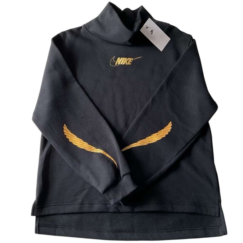 New NIKE Sweatshirt | Nike Sportswear Club Pullover | Black & Gold, Kids Size XL